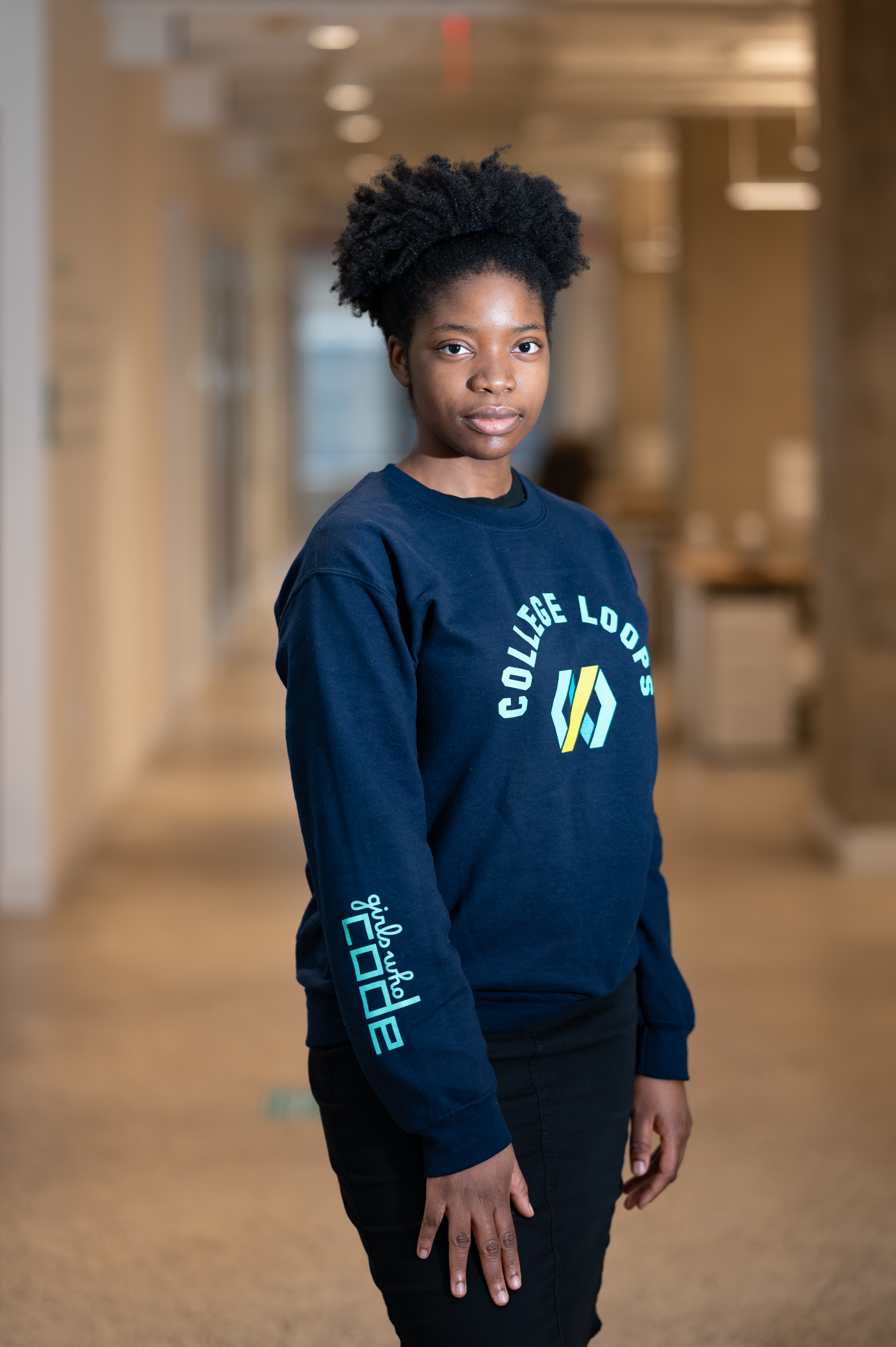 A picture of me at the Girls Who Code ALumni Photoshoot